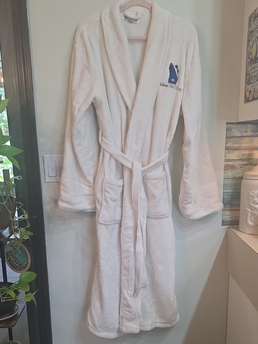 Disney Plush Shawl-Collar Bath Robe with Embroidered Logo